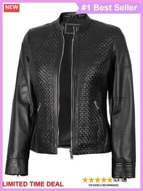 Real Lambskin Leather Cafe Racer Jacket Women Zip Pockets